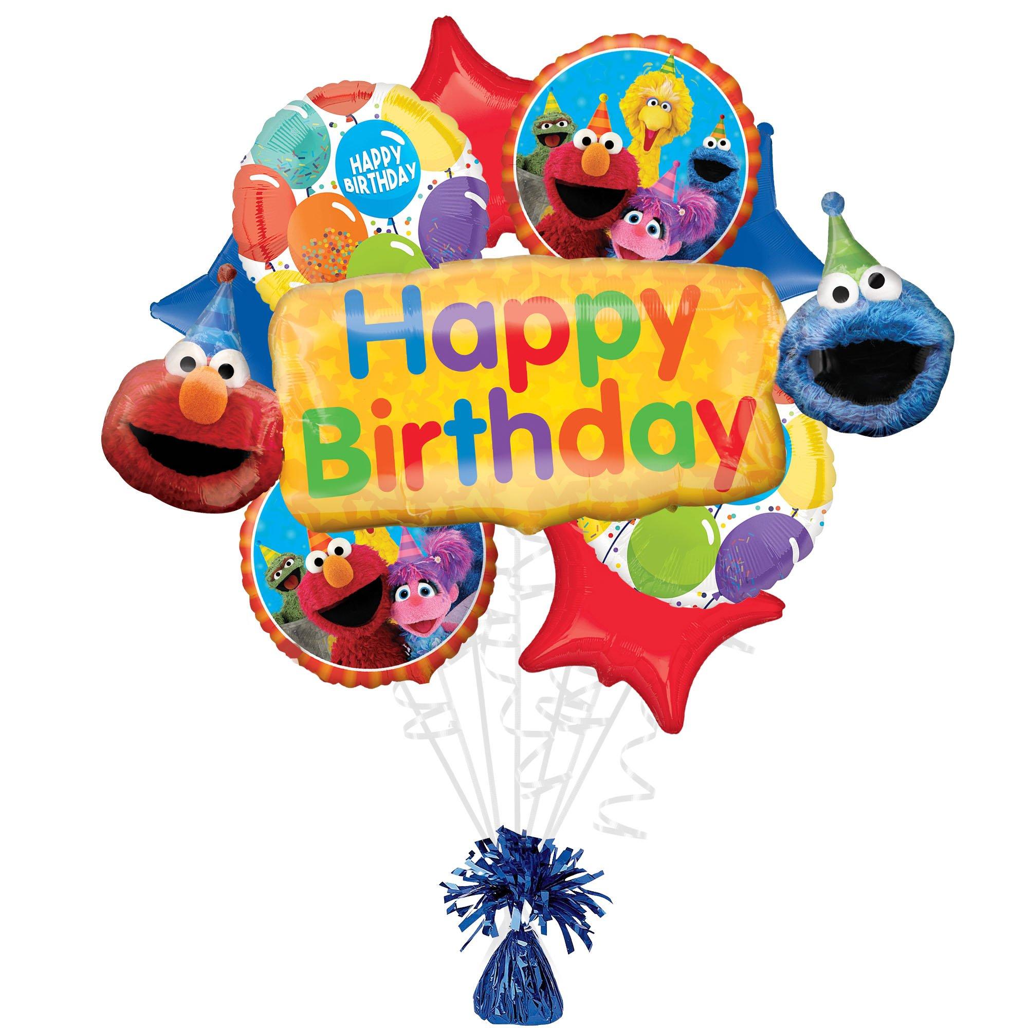 Sesame Street Birthday Foil Balloon Bouquet with Balloon Weight